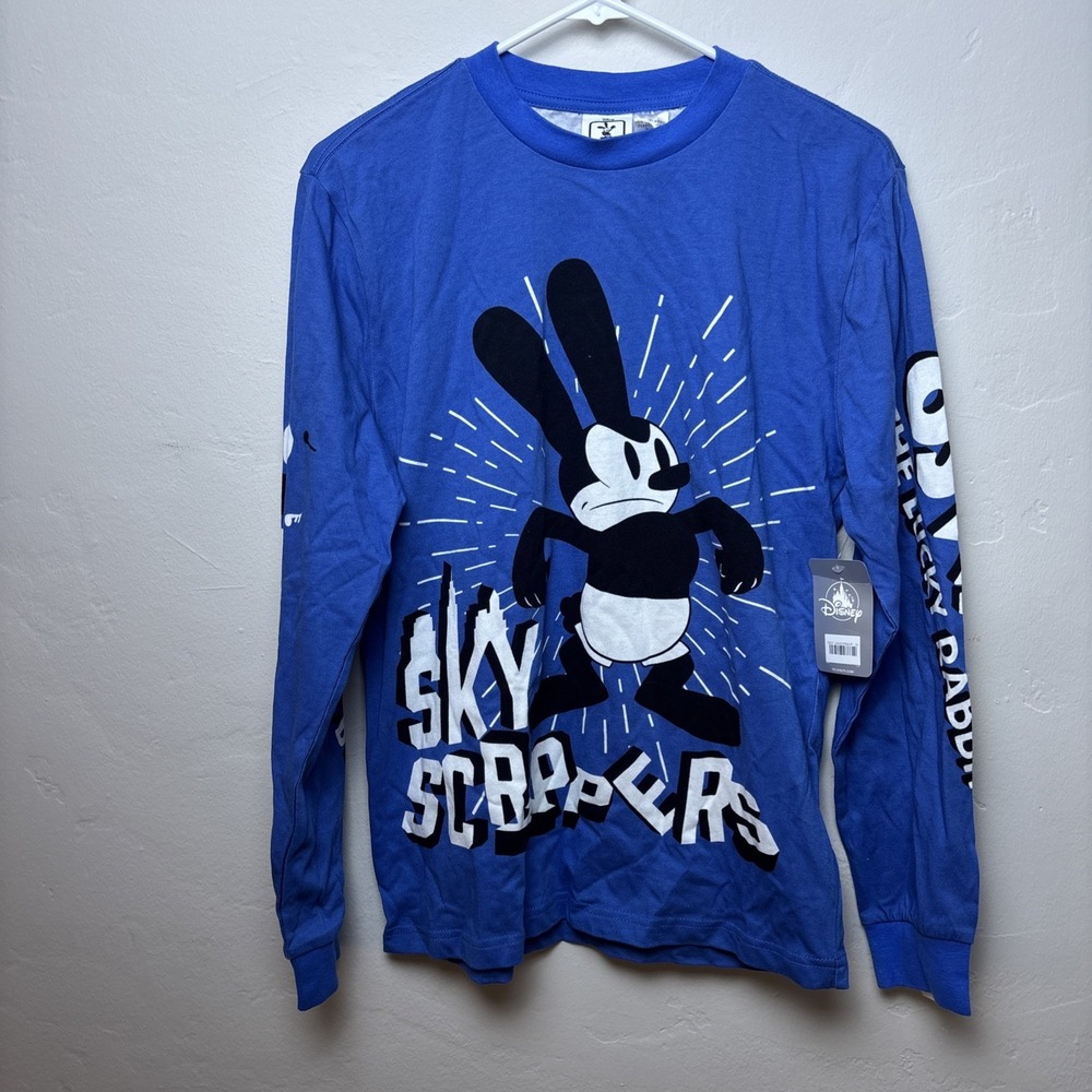 Disney Oswald the Lucky Rabbit Sky Scrappers Blue Long Sleeve T-Shirt XS